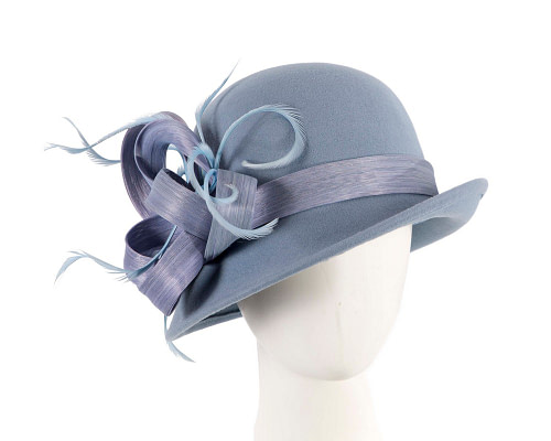Light blue cloche winter fashion hat by Fillies Collection