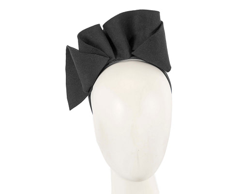 Black felt winter fascinator by Max Alexander