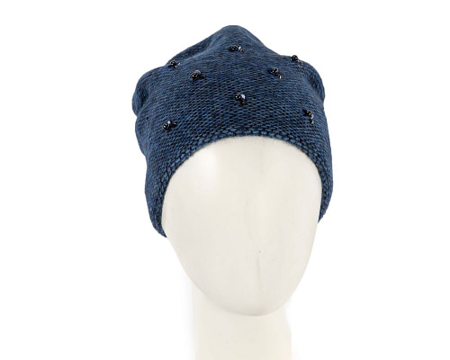 Navy warm wool beanie. Made in Europe