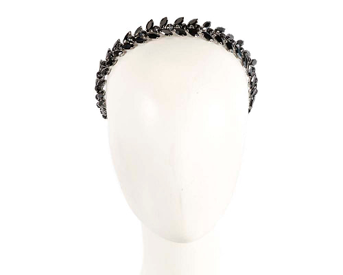 Petite black crystal fascinator headband