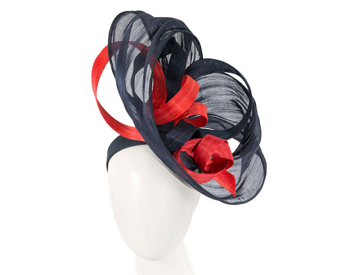 Large bespoke navy & orange fascinator by Fillies Collection