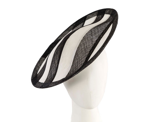 Wide black & white  racing fascinator by Max Alexander