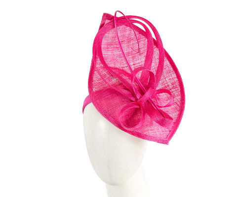 Fuchsia sinamay racing fascinator by Max Alexander