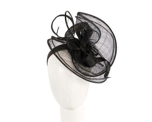 Large black sinamay fascinator by Max Alexander