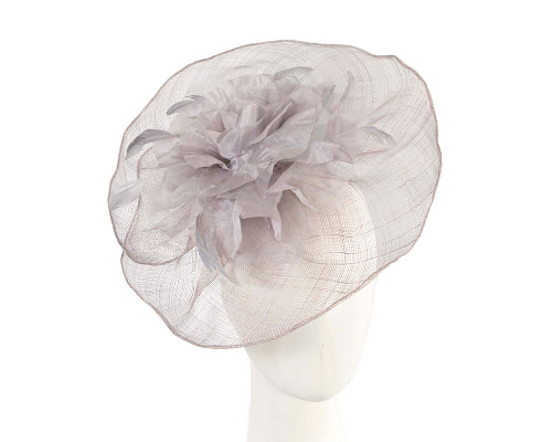 Large silver fascinator with flower