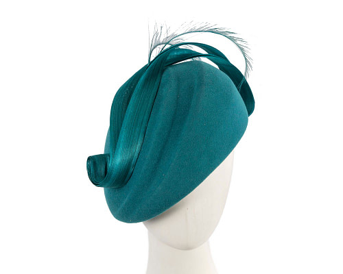 Teal green felt hat by Fillies Collection