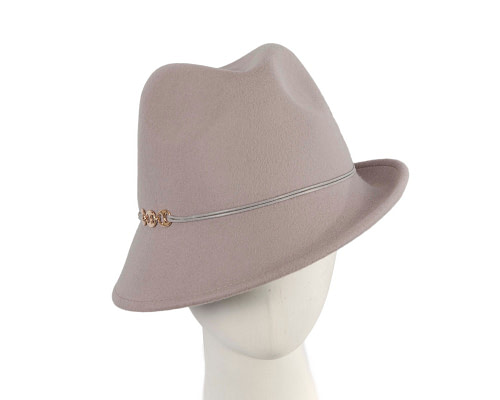 Grey ladies felt trilby hat by Max Alexander