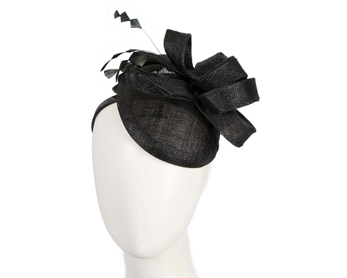 Black sinamay fascinator on the headband