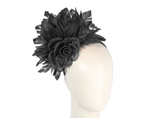 Eye Catching Black Feathers and Flower fascinator