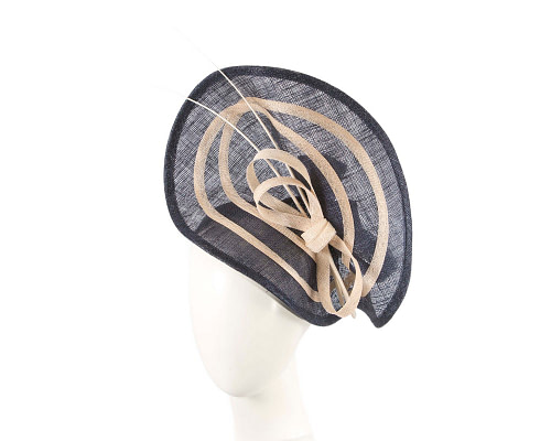 Striking Navy & Cream Sinamay Fascinator by Max Alexander