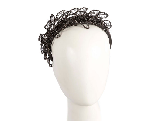 Elegant Black Leaf Fascinator Headband by Fillies Collection