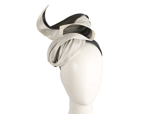 Cream & Black silk abaca fascinator by Fillies Collection