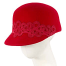 Red felt fashion cap with lace - Fascinators.com.au