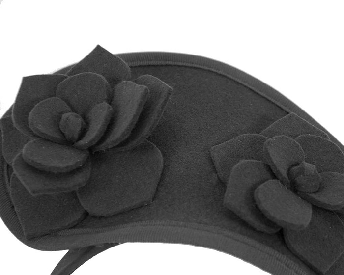 Black felt crown fascinator - Fascinators.com.au