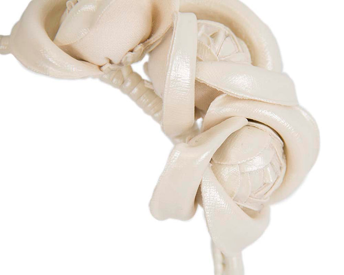 Cream leather flower headband fascinator - Image 3