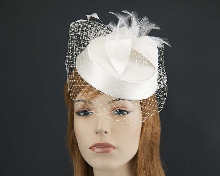 Cream pillbox hat K4811C - Fascinators.com.au