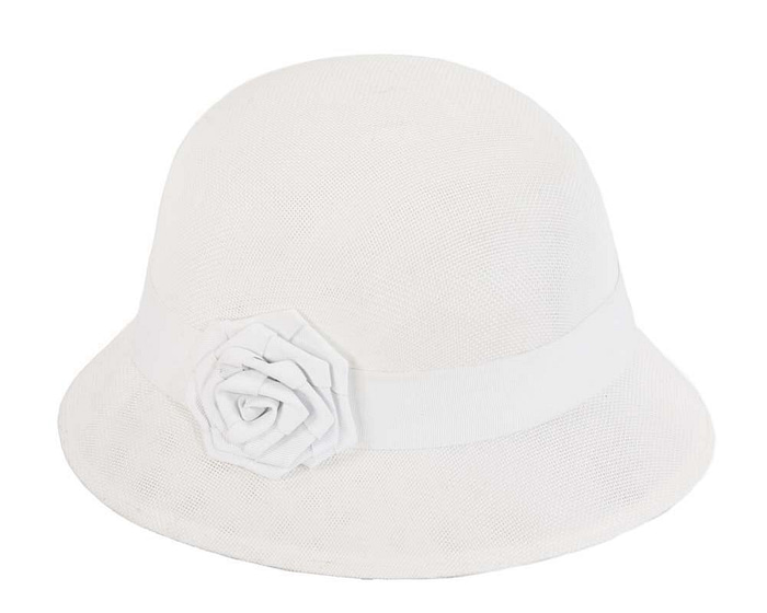 White spring racing cloche hat by Max Alexander - Fascinators.com.au