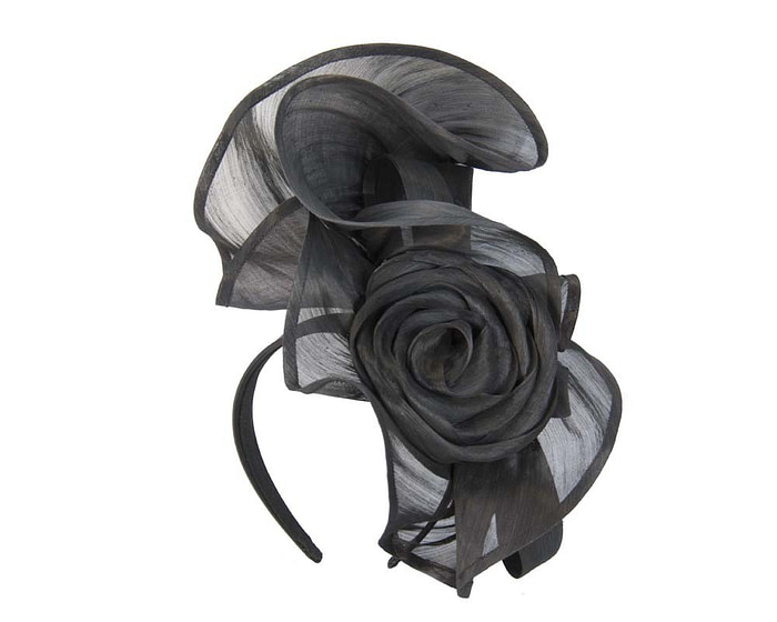 Exclusive black silk abaca racing fascinator - Fascinators.com.au