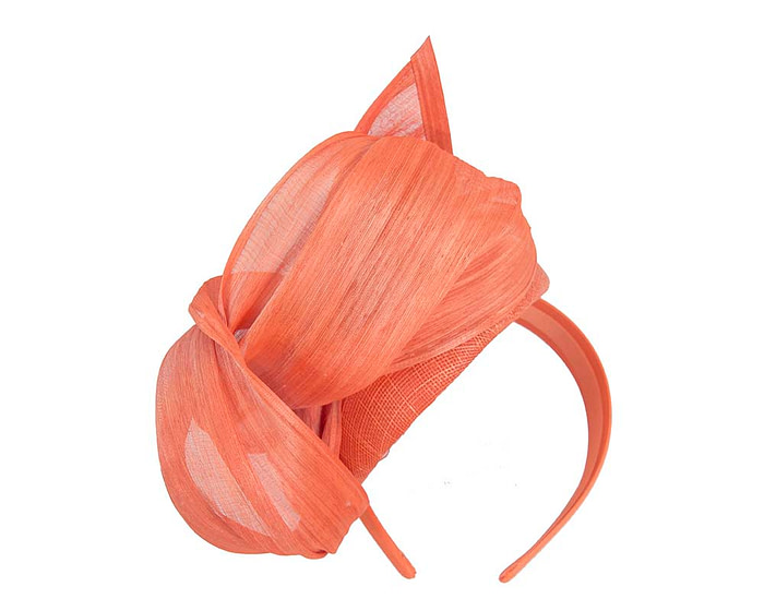 Orange pillbox with silk abaca bow - Fascinators.com.au