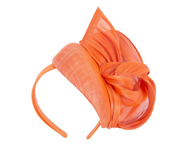 Orange pillbox with silk abaca bow - Fascinators.com.au