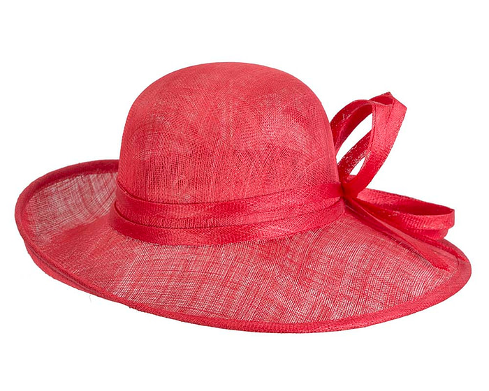 Wide brim red racing hat by Max Alexander - Fascinators.com.au