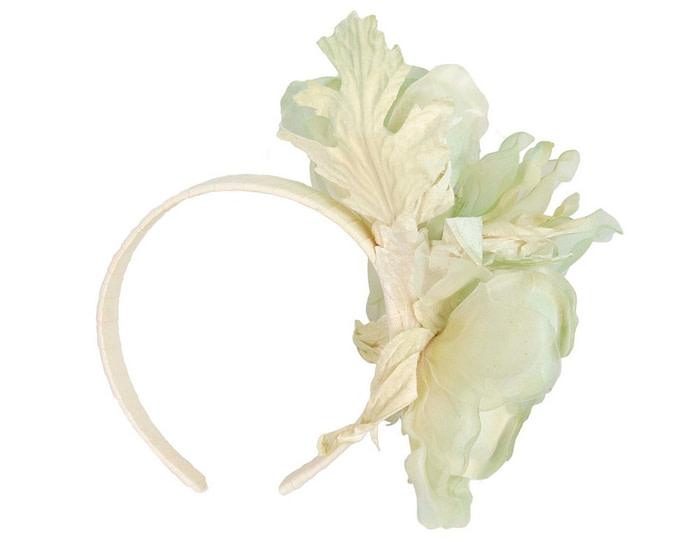 Large light green flower headband fascinator by Fillies Collection - Image 4