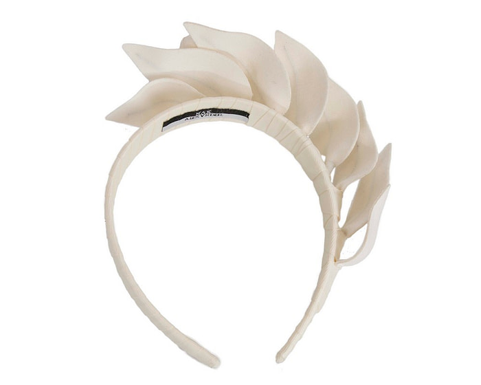 Cream leather flower racing fascinator by Max Alexander - Fascinators.com.au