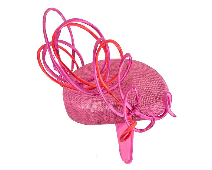 Bespoke fuchsia and red wire loops racing fascinator by Fillies Collection - Fascinators.com.au