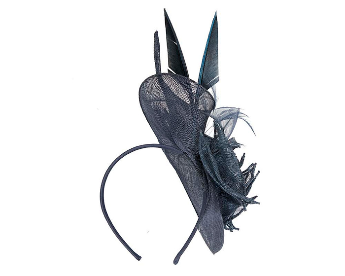 Navy racing fascinator with feathers by Max Alexander - Image 4
