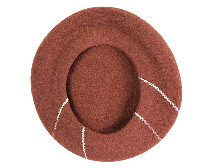 Warm chocolate woolen European Made beret - Image 4