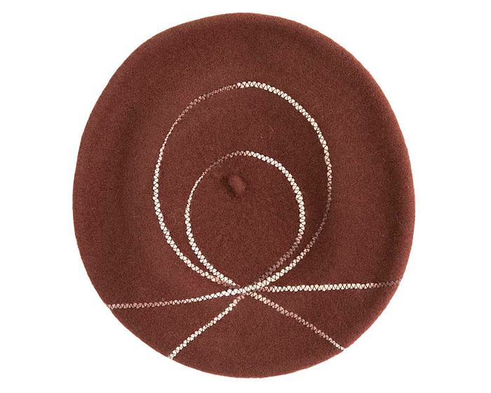 Warm chocolate woolen European Made beret - Image 2