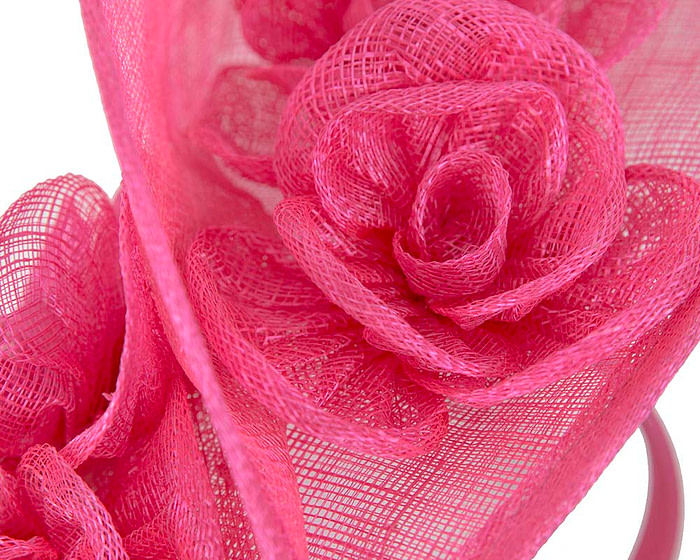 Fuchsia sinamay fascinator on headband by Max Alexander - Fascinators.com.au