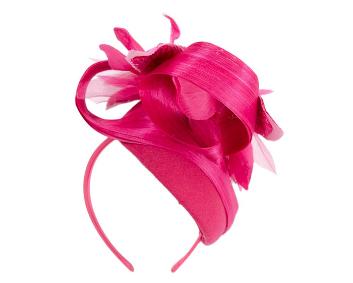 Bespoke fuchsia pillbox winter fascinator with flower by Fillies Collection - Image 5