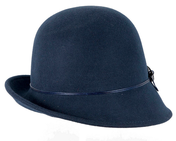 Navy felt winter cloche hat by Max Alexander - Image 6