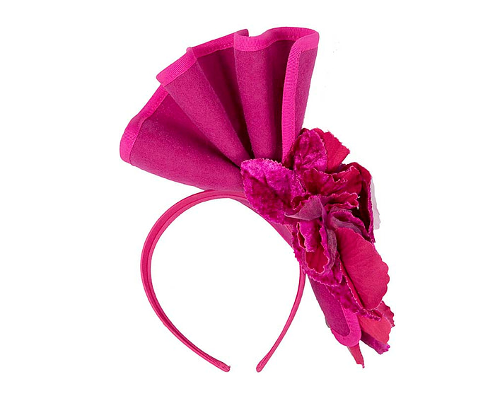 Fuchsia Fillies Collection fascinator with flowers - Fascinators.com.au