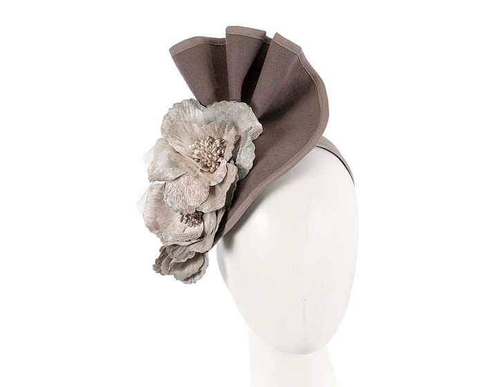 Grey Fillies Collection fascinator with flowers - Fascinators.com.au