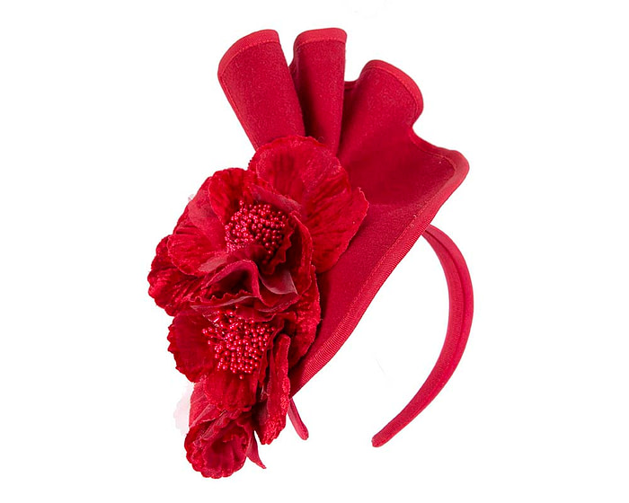 Red Fillies Collection fascinator with flowers - Fascinators.com.au