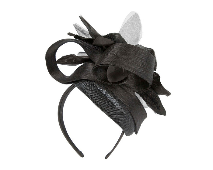 Bespoke black pillbox racing fascinator with flower by Fillies Collection - Image 6
