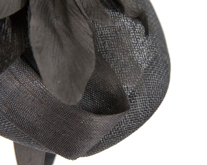 Bespoke black pillbox racing fascinator with flower by Fillies Collection - Image 5