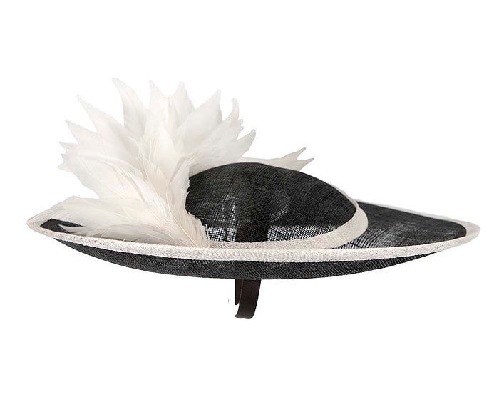 Large black & cream sinamay hat by Max Alexander - Fascinators.com.au