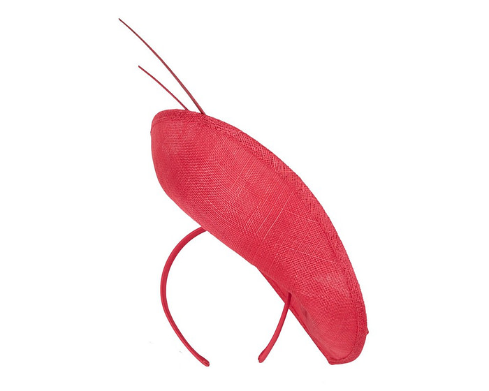 Red fascinator with bow and feathers - Image 4
