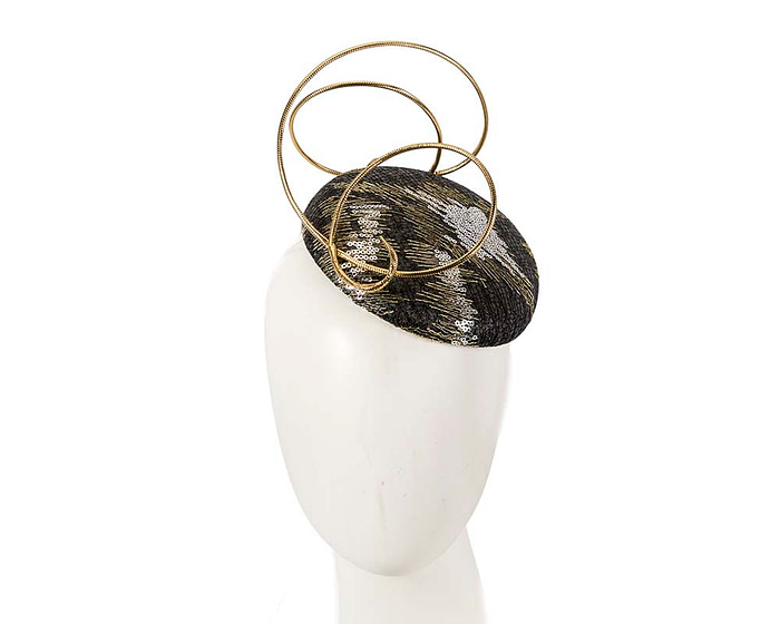 Bespoke black and gold fascinator by Fillies Collection - Fascinators.com.au