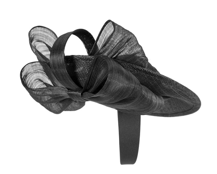 Black plate fascinator with bow by Fillies Collection - Fascinators.com.au
