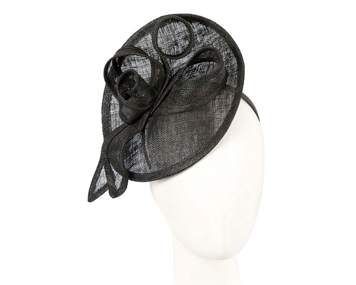 Black sinamay plate fascinator by Max Alexander - Fascinators.com.au