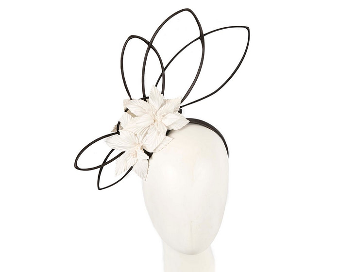 Large black & cream sculpture with flower by Max Alexander - Fascinators.com.au