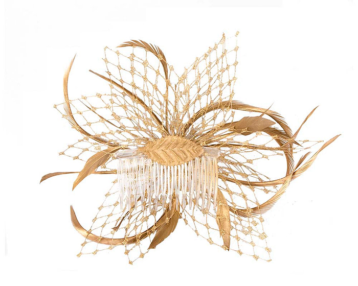 Gold Custom Made Fascinator by Cupids Millinery - Image 4