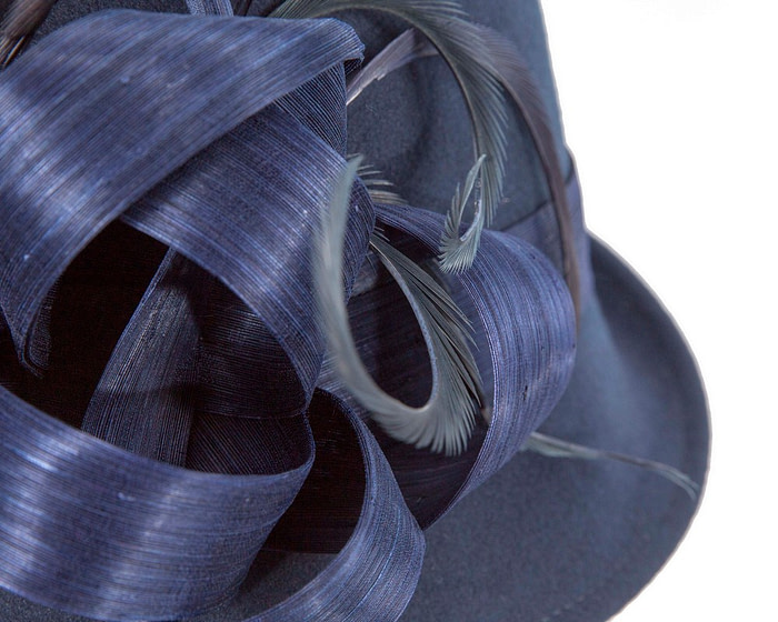 Navy cloche winter fashion hat by Fillies Collection - Fascinators.com.au