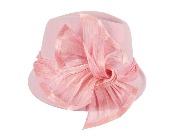 Fashion pink ladies winter felt fedora hat by Fillies Collection - Fascinators.com.au