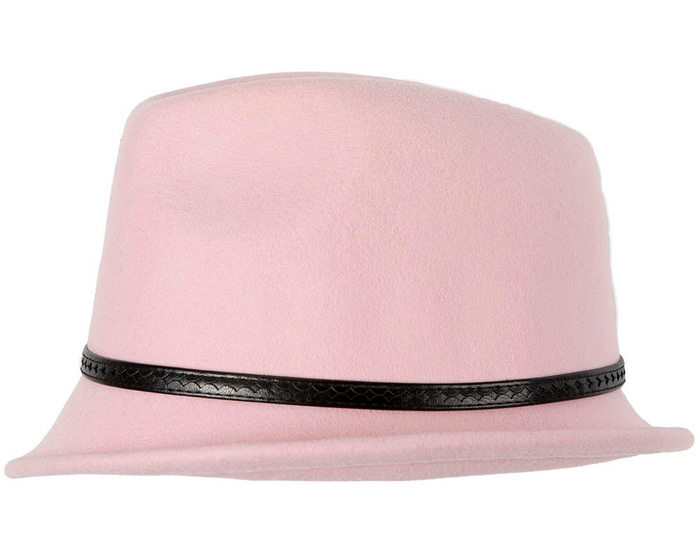 Pink ladies winter felt fedora hat by Max Alexander - Fascinators.com.au