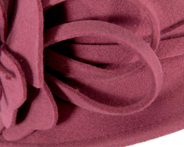 Rose pink winter felt cloche hat by Max Alexander - Fascinators.com.au